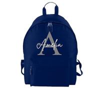 D&T Personalised Kids Backpack for Girls and Boys: WaterProof Back to School, Customised with Monogrammed Initials & Names. A Unique Rucksack Ideal for School Children French Navy O/S