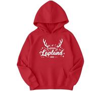 D&T Personalised Lapland 2025 Christmas Hoodie Men Women Kids | Family Matching Holiday Outfit | Custom Text Festive Xmas Jumper #3 L Red