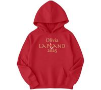 D&T Personalised Lapland 2025 Christmas Hoodie Men Women Kids | Festive Family Matching Xmas Outfit | Custom Name Holiday Jumper #2 4-5 Years Red