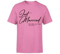 D&T Personalised Mr & Mrs Just Married for Wife Husband Matching Tshirt#Or#P1#A Azalea S