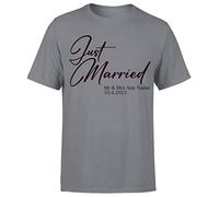 D&T Personalised Mr & Mrs Just Married for Wife Husband Matching Tshirt#Or#P1#A Charcoal L