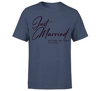 D&T Personalised Mr & Mrs Just Married for Wife Husband Matching Tshirt#Or#P1#A Navy Blue XXL