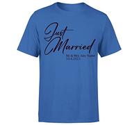 D&T Personalised Mr & Mrs Just Married for Wife Husband Matching Tshirt#Or#P1#A Royal XL