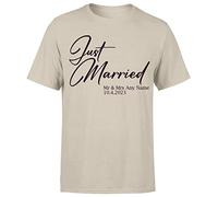 D&T Personalised Mr & Mrs Just Married for Wife Husband Matching Tshirt#Or#P1#A Sand S