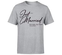 D&T Personalised Mr & Mrs Just Married for Wife Husband Matching Tshirt#Or#P1#A Sport Grey (RS) 4XL