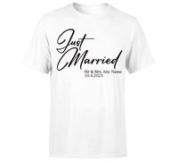 D&T Personalised Mr & Mrs Just Married for Wife Husband Matching Tshirt#Or#P1#A White 4XL