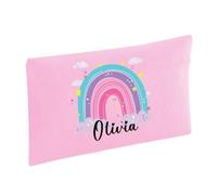D&T Personalised Rainbow Star Cloud Fantasy Pencil Case for Girls Kids Student Stationery Organizer Pen Holder Pouch Classic Pink