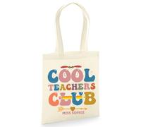 D&T Personalised Teacher Tote Bag - Custom Name Gift for End of Term, Thank You Present for Educators, Teaching Assistant, Nursery, School Staff - Reusable Cotton Shopper Bag #TD