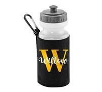 D&T Personalised Text Back To School Initial Kids Any Name Girls Boys Happy First Day At School Backpack Bag Back to School Supplies #BS#08 Black Water Bottle