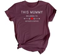 D&T Personalised Womens This Mummy Belongs to Mothers Day T-Shirt Top Funny Mama Mom Idea #MD Ladies XS Burgundy