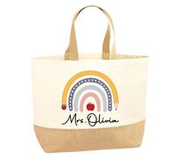 D&T Personalized Teacher Tote Bag with Custom Name, School Tote for Educators, Appreciation Bag for End of Term or Retirement.#TD