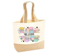 D&T Personalized Teacher Tote Bag with Custom Name, School Tote for Educators, Appreciation Bag for End of Term or Retirement.#TD