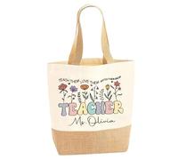 D&T Personalized Teacher Tote Bag with Custom Name, School Tote for Educators, Appreciation Bag for End of Term or Retirement.#TD