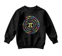 D&T Pi Symbol Mathematics Science Kids Sweatshirt Pi Day Childrens Jumper Educational Graphic Pullover 9-11 Years Black