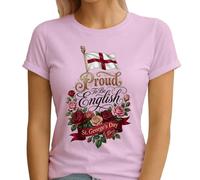D&T Proud to Be English St George's Day Womens Tshirt 2XL (18) Light Pink