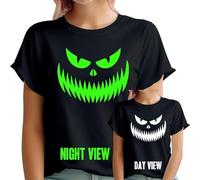 D&T Spooky Pumpkin Glow in The Dark Womens T Shirts for Men Women Kids | Halloween Graphic Tee Soft Cotton Perfect for Halloween Parties Eco-Friendly Print Black 9-11 Years