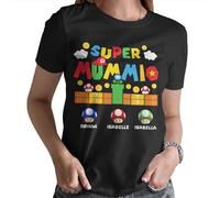 D&T Super Mummio Personalised Womens Mothers Day T-Shirt Top Funny Mama Mom Gift Idea #MD Black 16