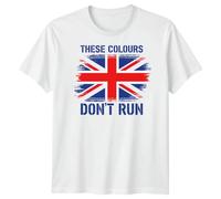 D&T These Colours Dont Run T-Shirt Distressed Union Jack Family Shirts - UK Flag British Patriotic Graphic Tee for Men, Women & Kids Ladies XL White