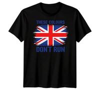 D&T These Colours Dont Run T-Shirt Distressed Union Jack Family Shirts - UK Flag British Patriotic Graphic Tee for Men, Women & Kids Unisex 2XL Black