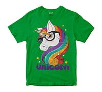 D&T Unicorn Girls T-Shirt Magical Cute Horn Horse Children Top Tee Irish Green Kids-YM-7/8 Years