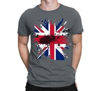 D&T Union Jack Abstract Great Britain British UK Flag Mens Womens T-Shirts Top#TA-56 Charcoal L