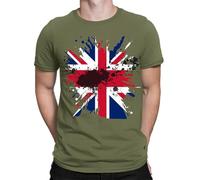 D&T Union Jack Abstract Great Britain British UK Flag Mens Womens T-Shirts Top#TA-56 Military Green 2XL