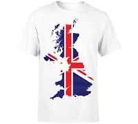 D&T Union Jack British Flag Great Britain Queens Jubilee T Shirt Gift #P1#OR England Map White L