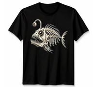 D&T Unisex Bone Fish Weird Skeleton Tshirt Funny Anatomy Fishing Graphic Tee