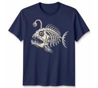 D&T Unisex Bone Fish Weird Skeleton Tshirt Funny Anatomy Fishing Graphic Tee