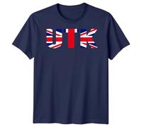 D&T UTK Union Jack T-Shirt for Men & Women | Unite The Kingdom T Shirt Great Britain British Flag Pride Graphic Tee | Unisex Patriotic Souvenir Top 3XL Navy