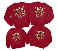 D&T Wales Butterfly Daffodils Family Saint Davids Day Sweatshirt St David Welsh Childrens Kids Shirt Pride Cymru Flag Rugby Boys Girls Dragon Jumper #STDD 4-5 Years Antique Cherry Red