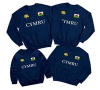 D&T Welsh Cymru Flag Badge Daffodils Family Saint Davids Day Sweatshirt St David Pride Childrens Kids Shirt Prince of Wales Jumper Boys Girls Rugby #STDD Unisex Medium Navy