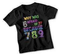 D&T Why was 6 Afraid of 7? Because 7 8 9 Funny Puns Jokes Kids T-Shirt Boys Girls Monster Robot Graphic Tee#2 5-6 Years Black