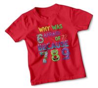 D&T Why was 6 Afraid of 7? Because 7 8 9 Funny Puns Jokes Kids T-Shirt Boys Girls Monster Robot Graphic Tee#2 9-11 Years Red
