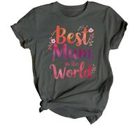 D&T Womens Best Mum in The World Mothers Day T-Shirt Top Funny Mama Mom Idea #MD Ladies L Light Graphite
