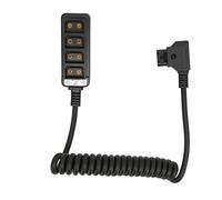 D Tap Male to 4 Port Dtap Female Splitter Power Cable, D Tap Spring Cable Adapter for ARRI RED Cameras, ABS Material with Strain Relief Design, Coiled Power Cord for F
