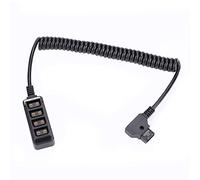 D - Tap Male to 4 - Port Female Power Tap Splitter Adapter, 10A Max Current Cable Splitter with 120cm Coiled Cord for V - Mount and Gold Mount Camera Batteries