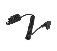 D Tap Splitter Cable with LED Digital Display, B Type 3 Port D Tap Male Splitter Power Cable Hub, Coiled Power Splitter Adapter for V Mount Camera Battery