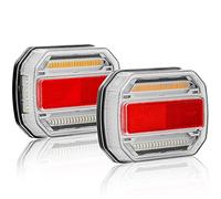 D-TECH 2pcs 12V 24V Led Trailer Lights,Waterproof Trailer Tail lights,5Functions Trailer Rear Lights,Dynamic Neon Tail light for boat trailer Lorry Vans Truck