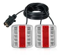 D-TECH LED Magnetic Trailer Lights - 12V LED Towing Tail Lights for Caravan, 7pin Wiring Kit, Magnets, 2.5/7.5m Cable