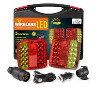 D-TECH Magnetic LED Wireless Trailer Lights,12V Waterproof Cordless LED Trailer Tail Light Kit,With 13pin to 7pin Trailer Adaptor, Suitable for 7pin and 13pin socket vehicles,Cable Free Rear Lights