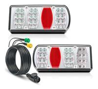 D-TECH Pre-Wired LED Rear Trailer Lights Kit 13Pin Plug & Play 5.5M + Extra 25cm Cable, 7-Func IP65 Waterproof Towing Tail Light Set 12V 24V For Trailer Light Board Caravan Bike Carrier