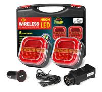 D-TECH Wireless LED Trailer Lights Kit,ECE Approved Cable Free Tail Lights For Trailer,Tractor,Truck,Waterproof Cordless Magnetic Rechargeable Trailer lights,12V 24V Universal LED Trailer Tail Lights
