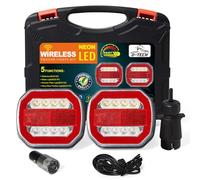 D-TECH Wireless LED Trailer Lights Magnetic 12V 24V Cordless Taillight,Cable Free Magnetic Trailer Rear Light Kit,Waterproof Magnetic Wireless LED Trailer Tail Lights Set,Chargeable Trailer Lights