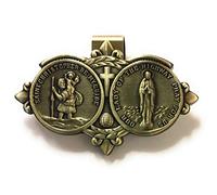 D-Trading Pewter Protect Us on Our Journey Auto Visor Clip - Saint Christopher with Our Lady of The Highway