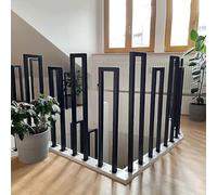 d U Shaped Stair Railing Modern Wrought Iron Guardrail 1.1 3.3FT Support Bar for Concrete Brick Wood Steps Stylish Villa & Garden Decor (Black 100CM 3.3FT)