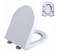 D/U-Shaped Toilet Seat, Quiet and Slow Close Toilet Lid and Seat, Urea-Formaldehyde, One-Click Quick Release, Easy to Install & Clean, Adjustable Hinges, White, 02G, 42x36cm