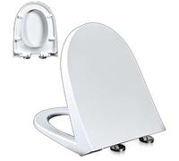 D/U-Shaped Toilet Seat, Slow Close & Quick Release, Quiet Close Toilet Lid and Seat, Easy to Install and Clean, Adjustable Hinges, Urea-Formaldehyde, White, 02K, 48x38cm