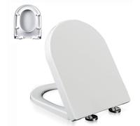 D/U-Shaped Toilet Seat, Slow Close & Quick Release, Quiet Close Toilet Lid and Seat, Easy to Install and Clean, Adjustable Hinges, Urea-Formaldehyde, White, 02A, 45x36.5cm