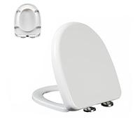 D/U-Shaped Toilet Seat, Thickened Household Universal Toilet Seats, Quiet and Slow Close Toilet Lid, Easy to Install and Release, Easy to Clean, White PP Material, 02E, 42x34cm